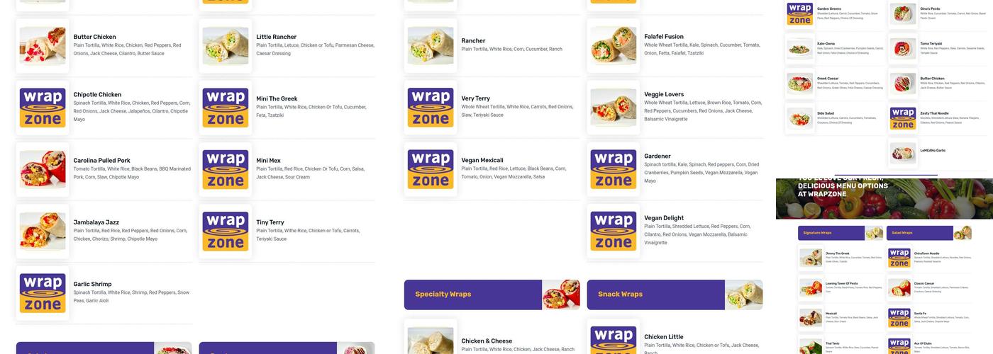 WrapZone Restaurant Menu