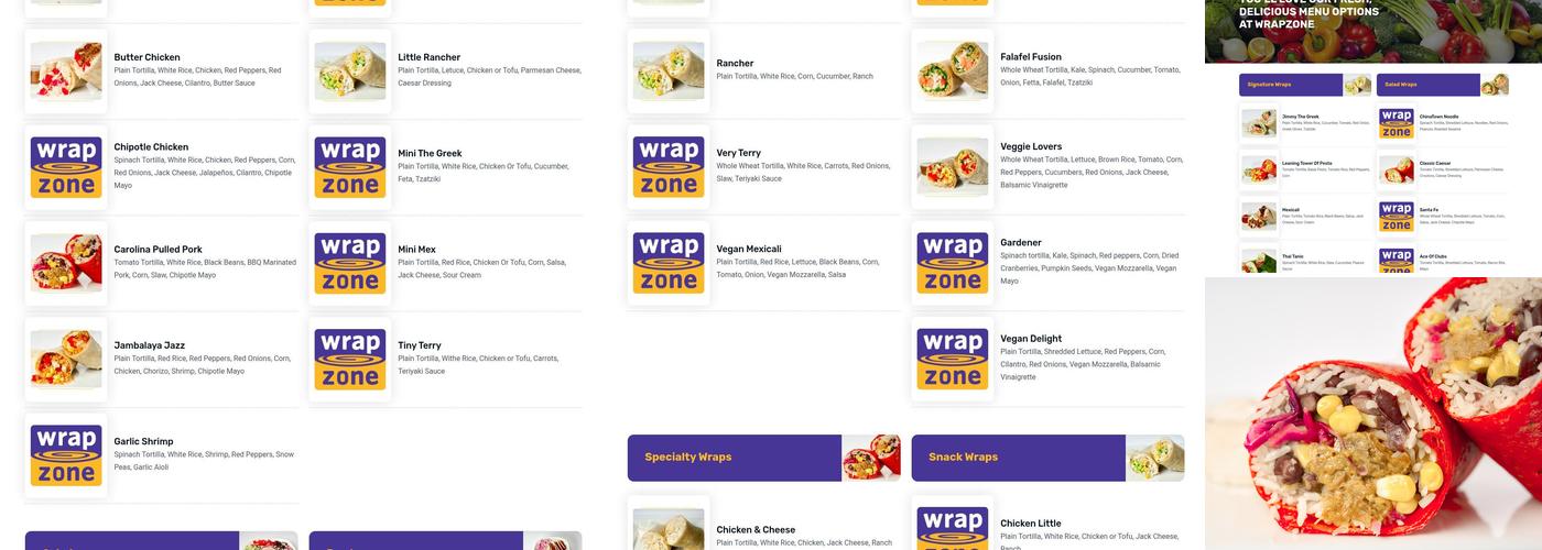 WrapZone Restaurant Menu