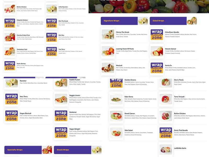 WrapZone Restaurant Menu
