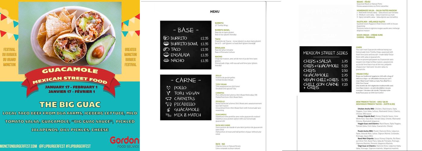 Guacamole Menu