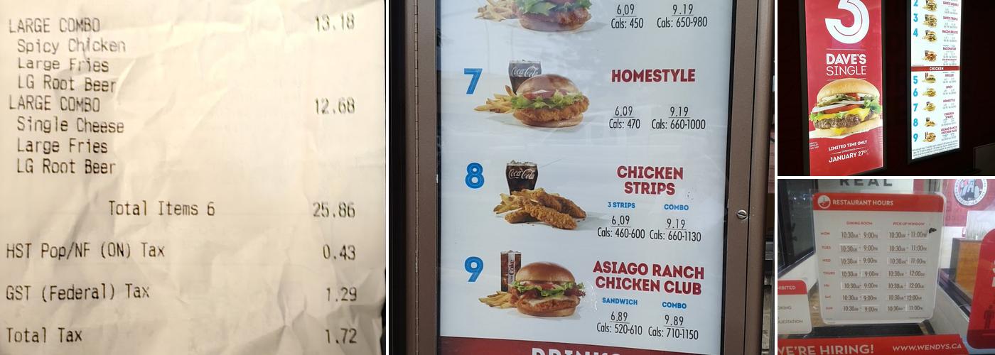 Wendy's Menu