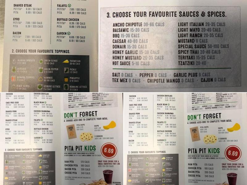 Pita Pit Menu