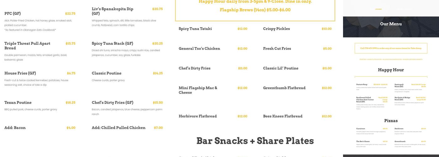 The Noble Pig Menu