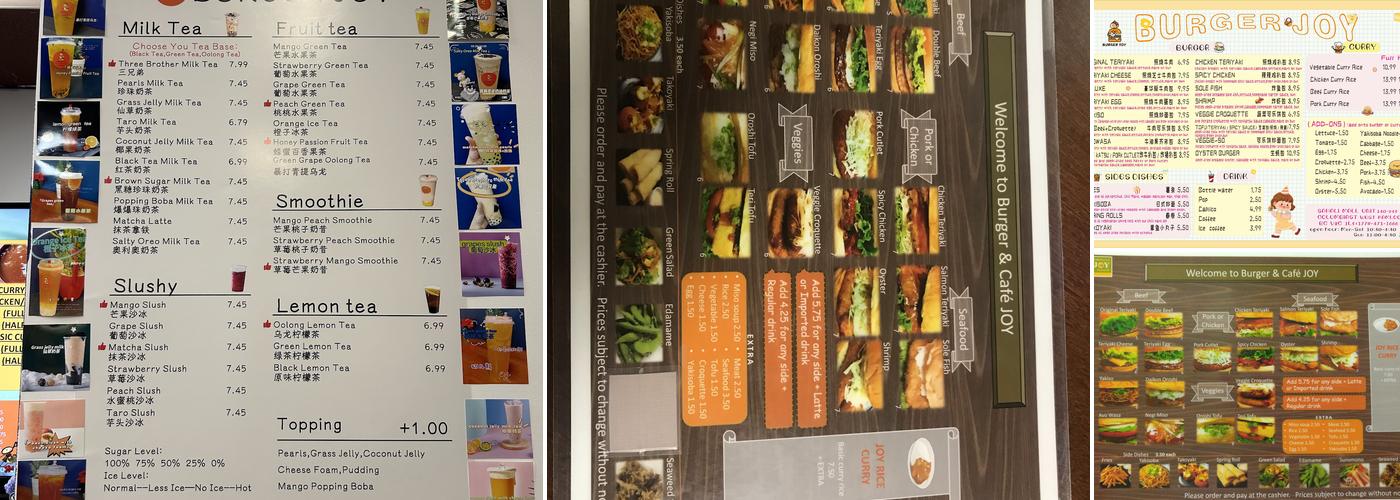 Burger & Cafe Joy Menu