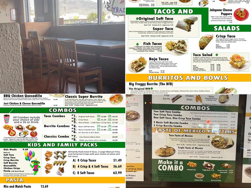 Señor Froggy Restaurant North Kamloops Menu