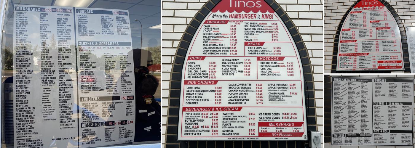 Tino's Menu