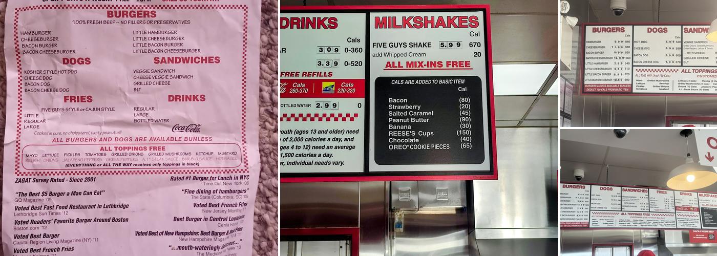 Five Guys Menu