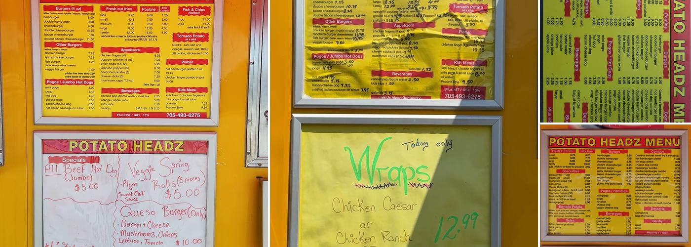 Potato Headz Chip Stand Menu
