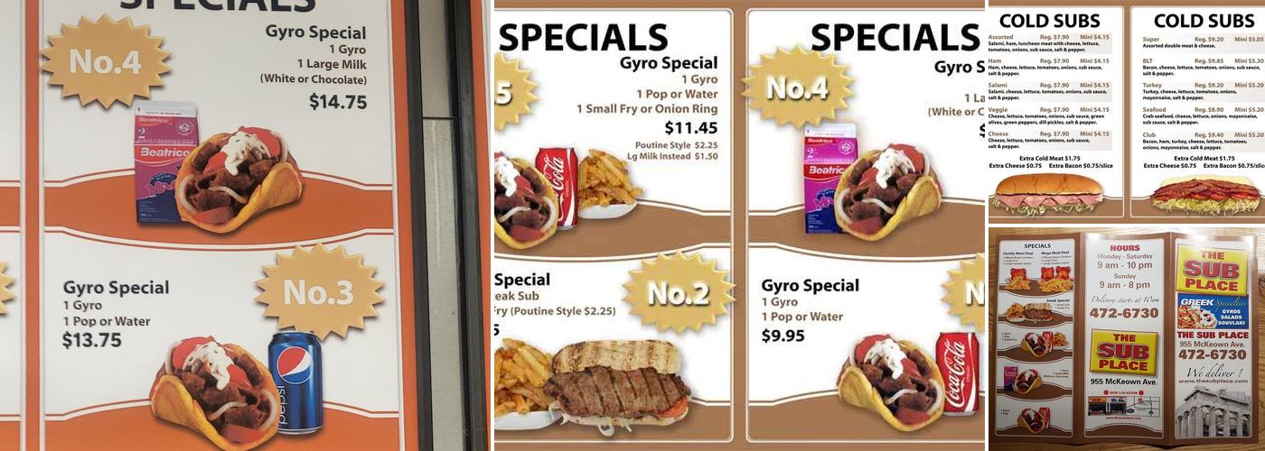The Sub Place Menu
