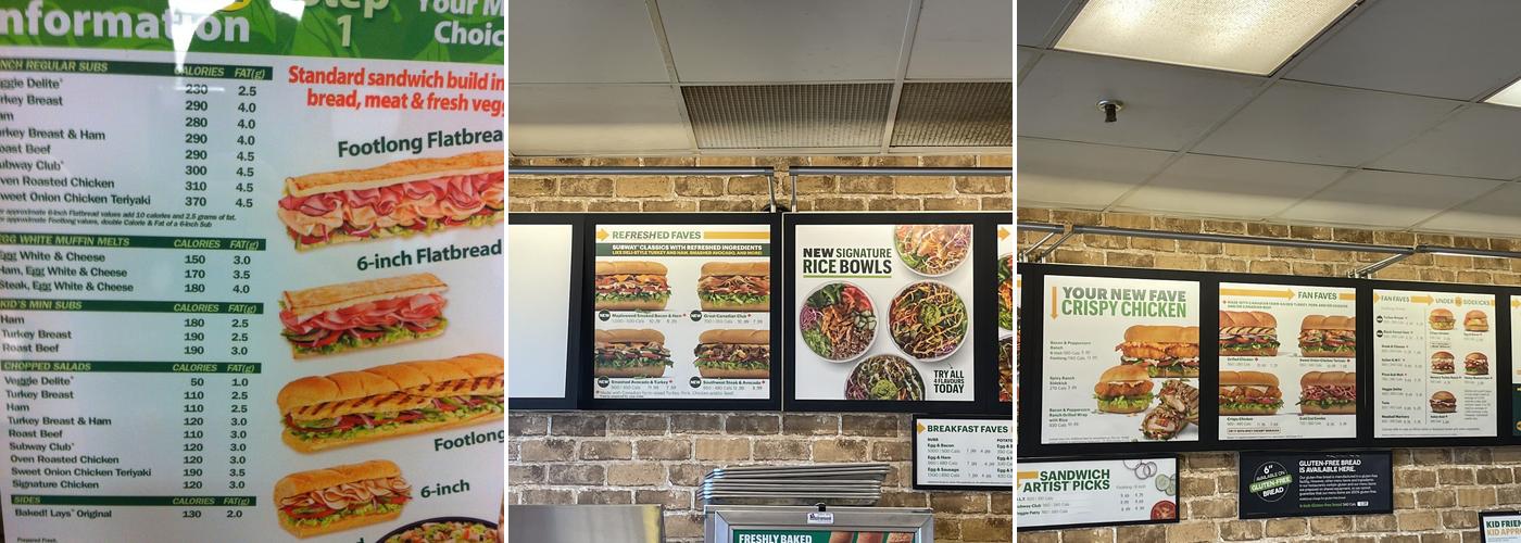 Subway Menu