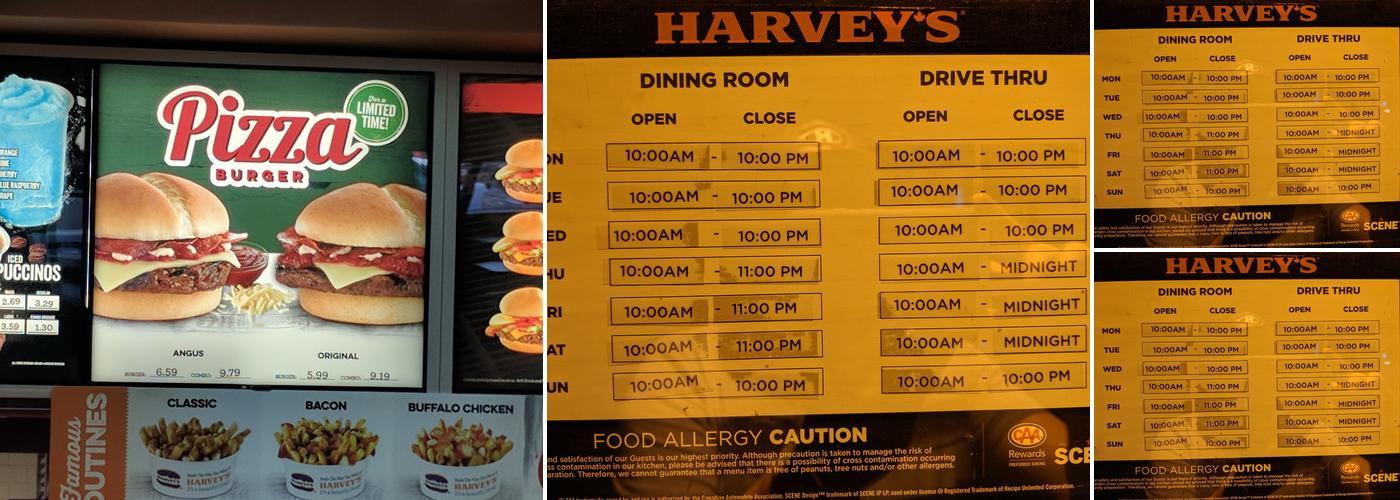 Harvey's Menu