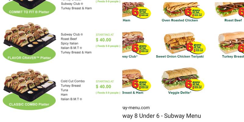 Subway Menu