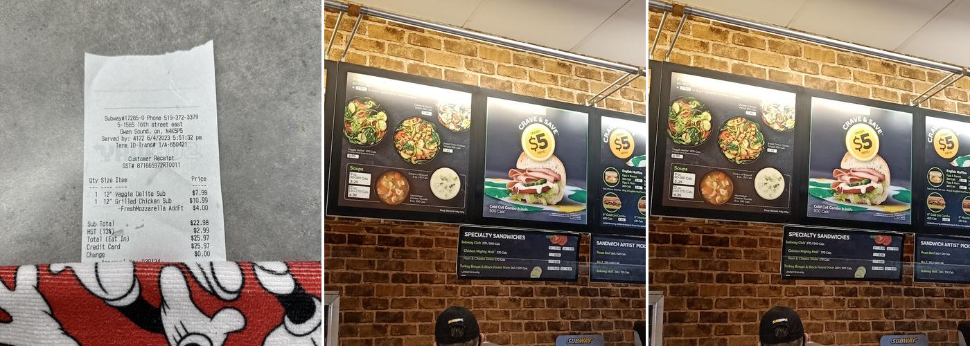 Subway Menu