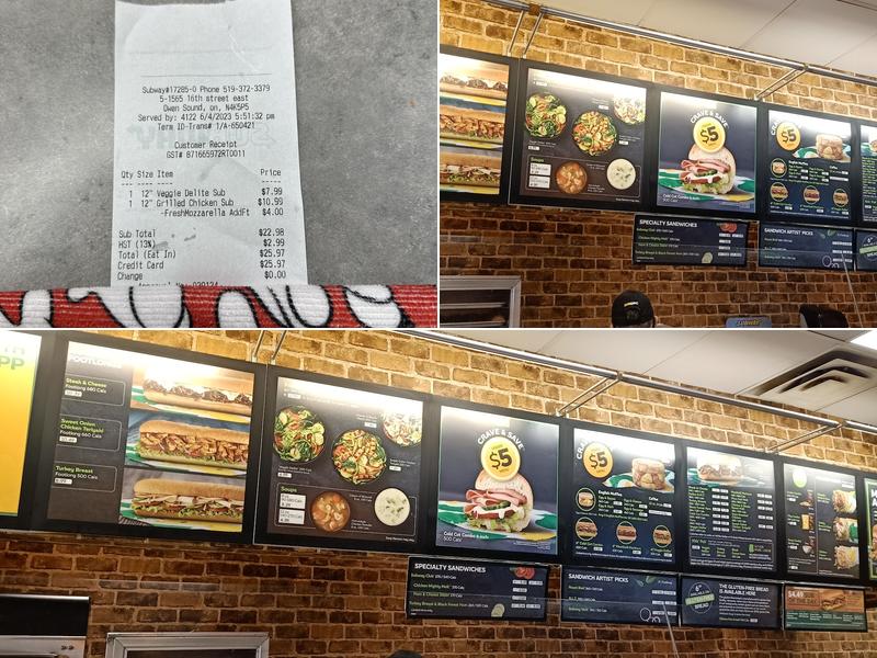 Subway Menu