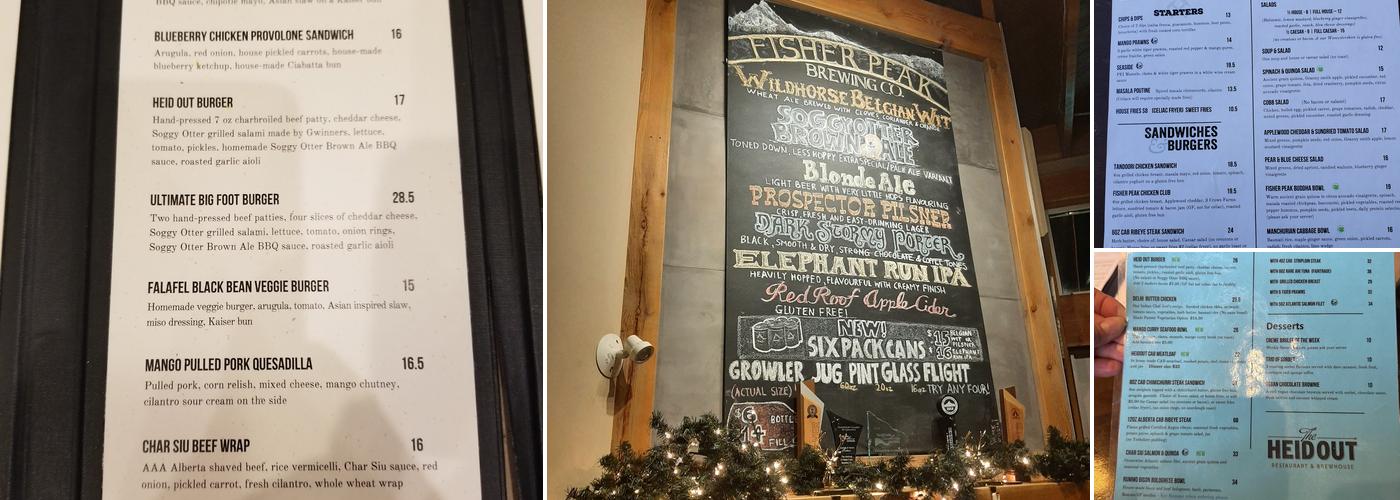 The Heid Out & Fisher Peak Brewing Company Menu