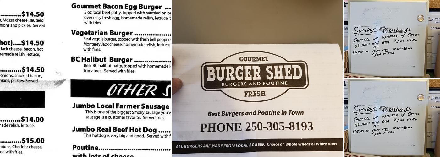 The Burger Shed Menu