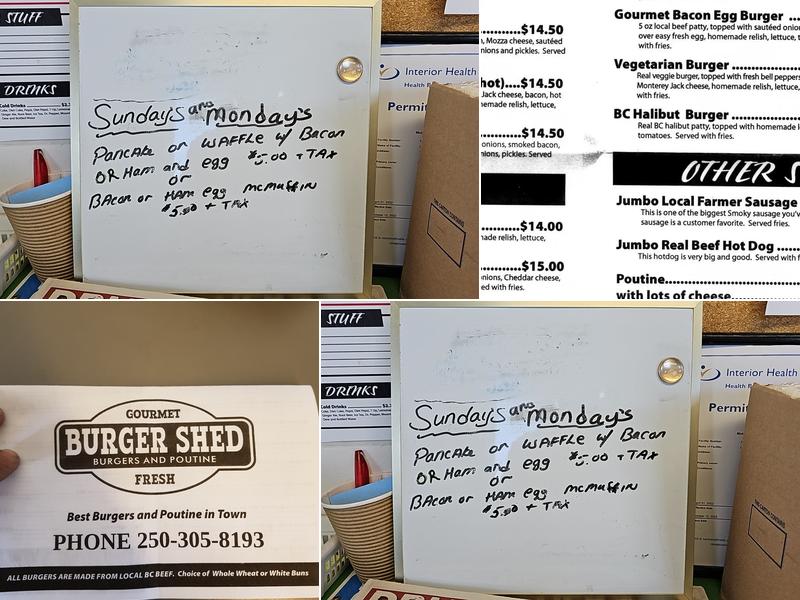 The Burger Shed Menu