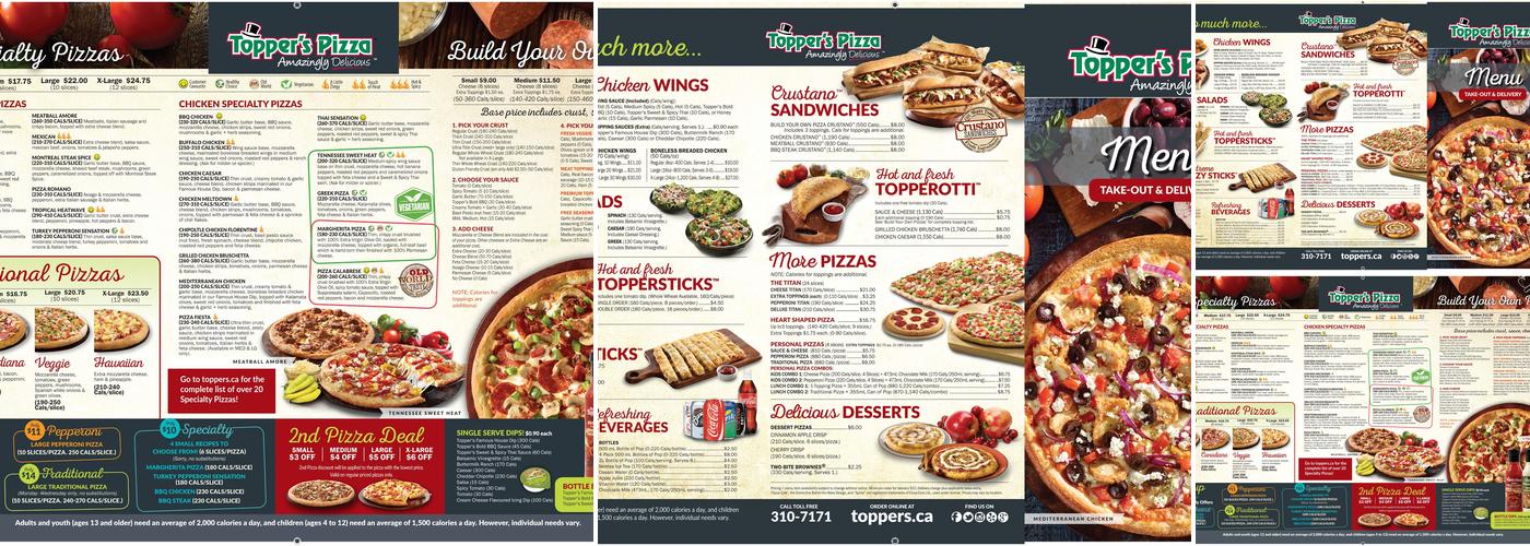 Topper's Pizza, Kapuskasing Menu