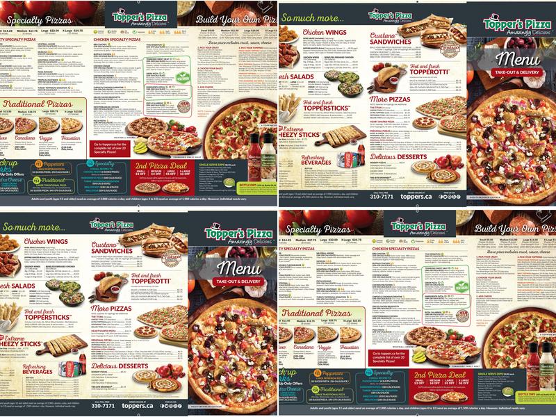 Topper's Pizza, Kapuskasing Menu