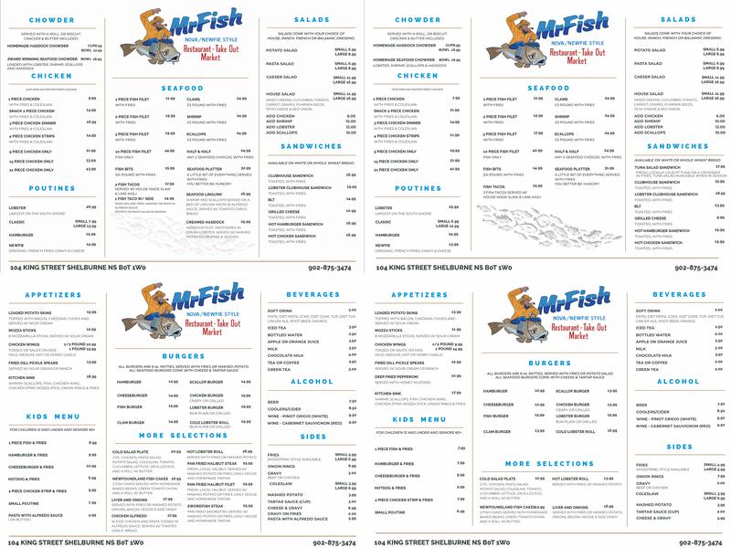 Mr Fish Menu