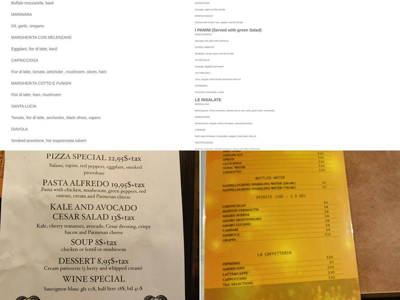 Napoli Centrale Menu