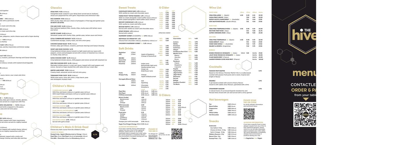 Harrison's Bar at Ribby Hall Village Menu