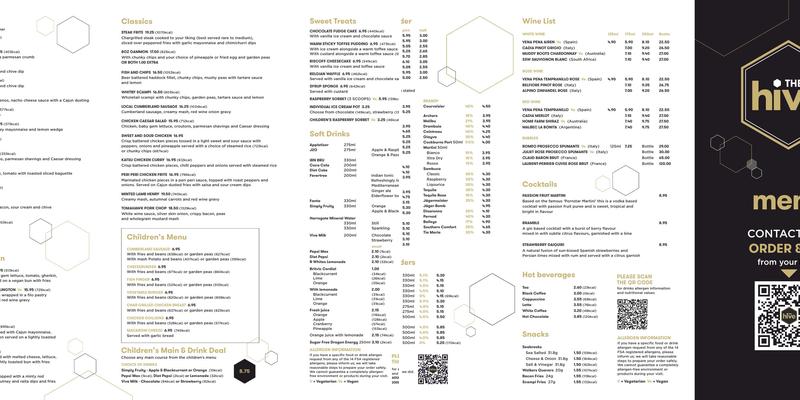 Harrison's Bar at Ribby Hall Village Menu