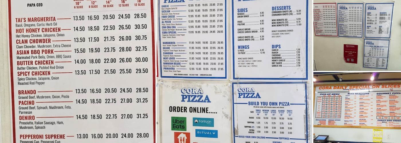 Cora Pizza Menu