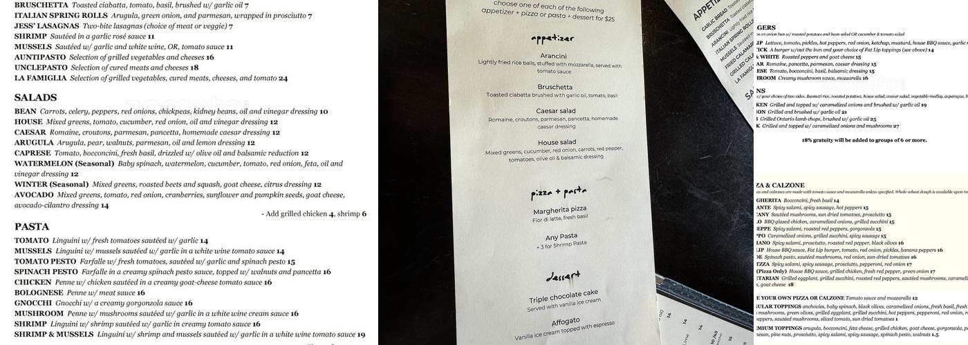 Terrazza Menu