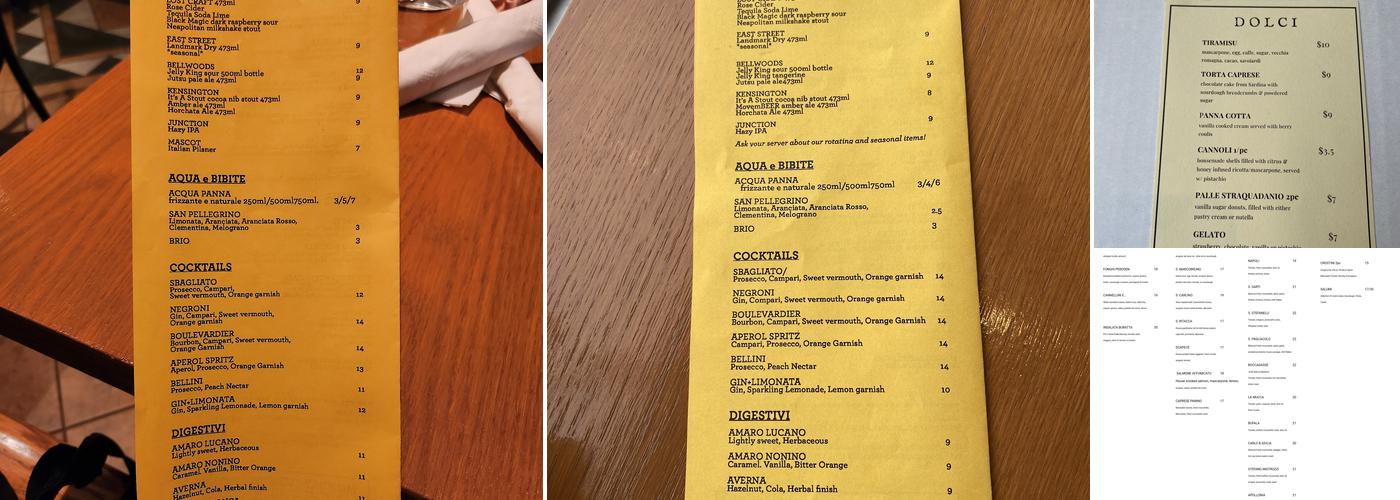 Mattachioni Menu