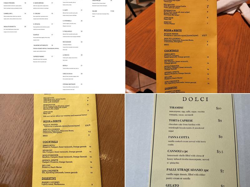 Mattachioni Menu