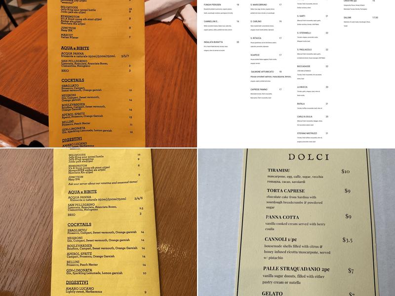 Mattachioni Menu