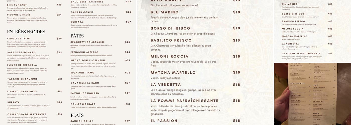 Tiamo Menu