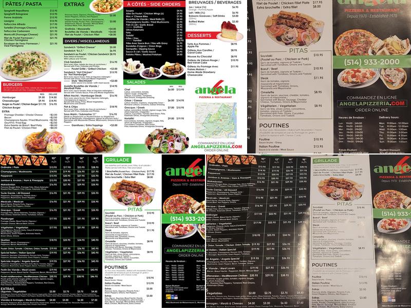 Angela Pizzeria & Restaurant Menu