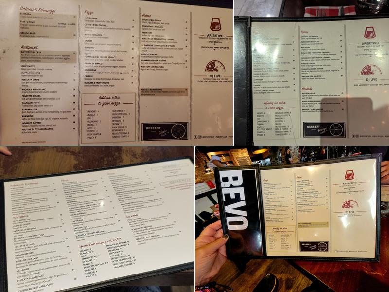 Bevo Bar + Pizzeria Menu