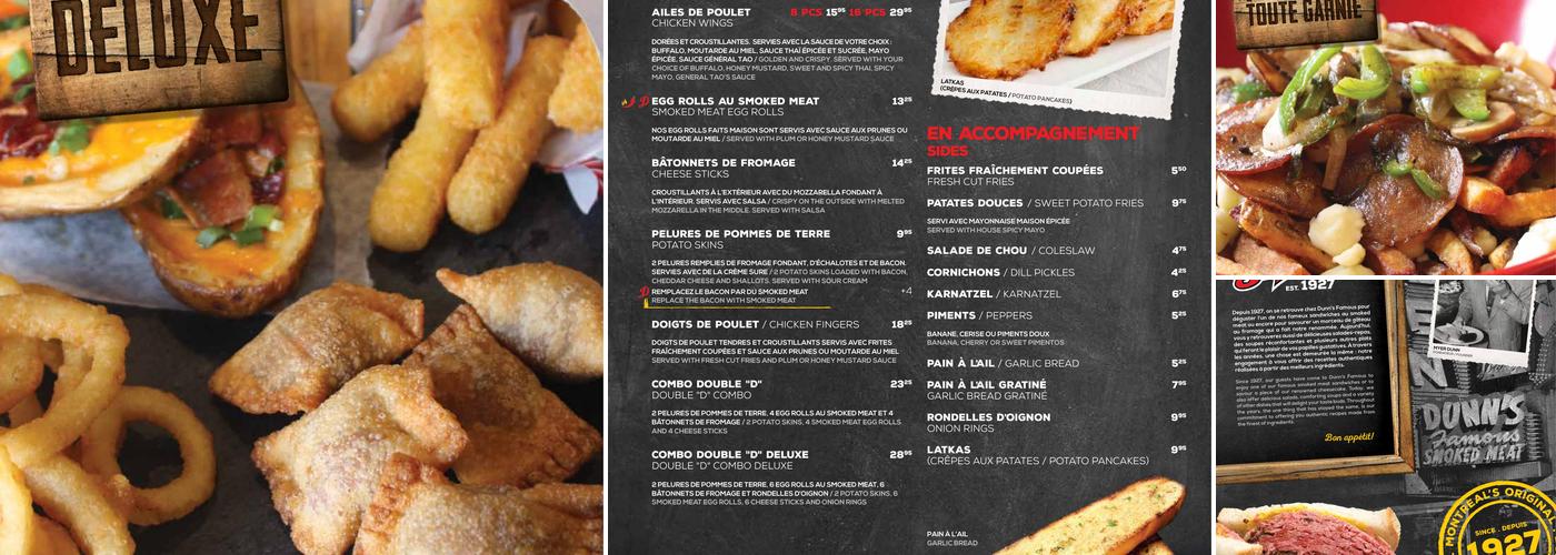 Dunn's Famous Menu