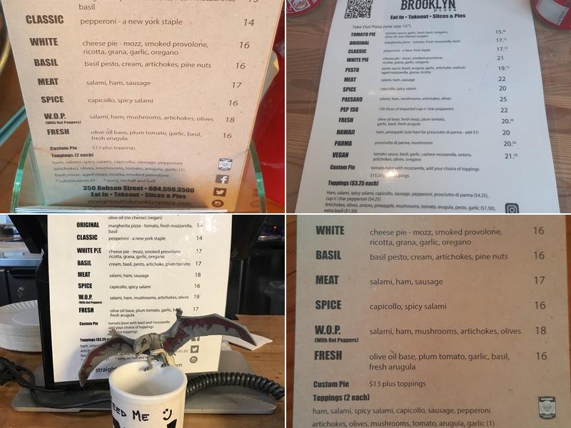 Straight Brooklyn Pizza Menu