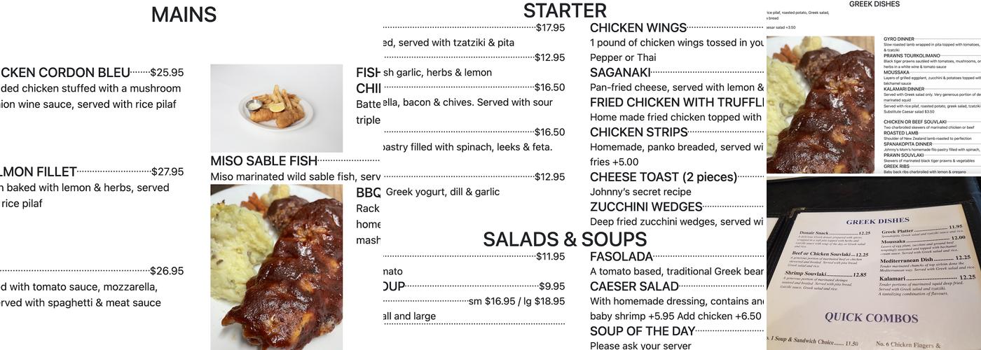 Johnny’s on Oak Menu