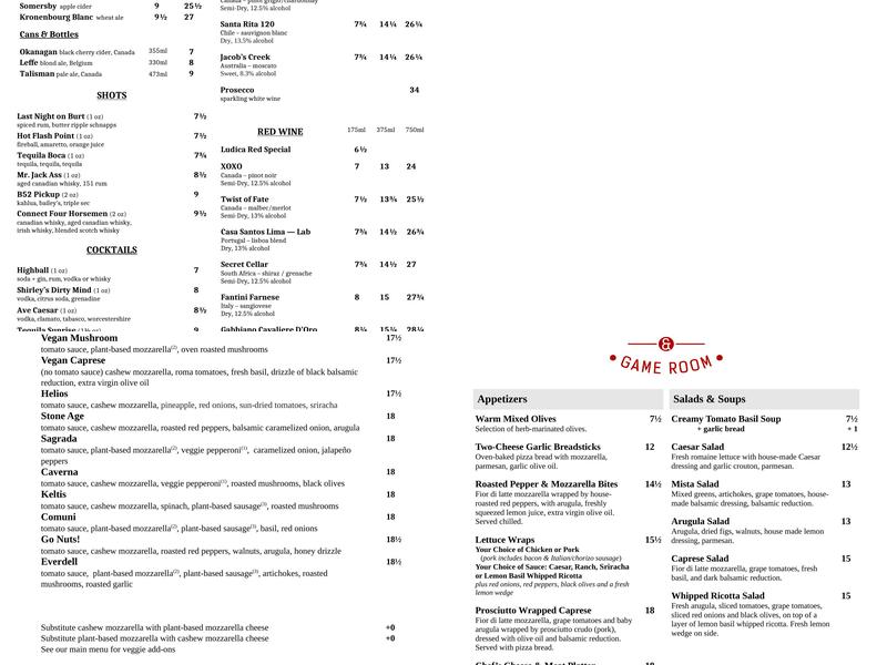 Pizzeria Ludica Menu