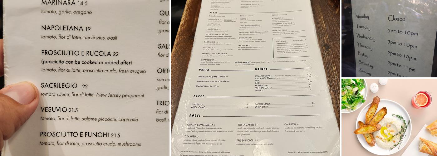 Via Tevere Pizzeria Victoria Drive Menu