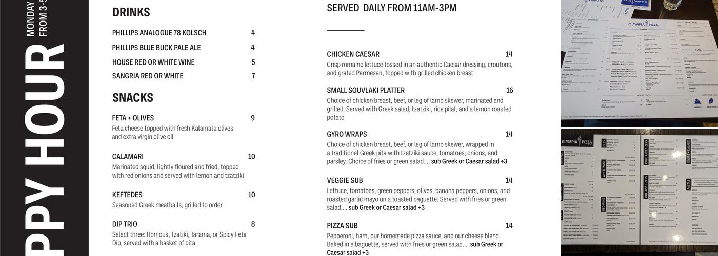 Olympia Pizza Kits Menu