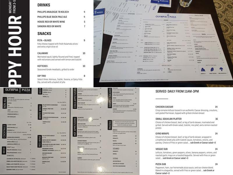 Olympia Pizza Kits Menu