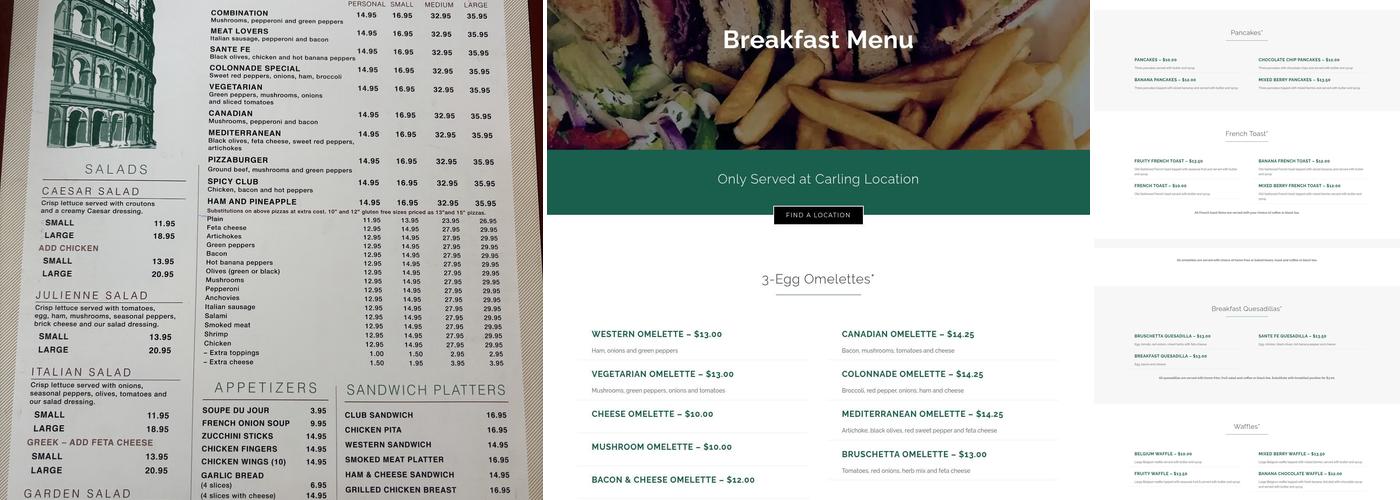 Colonnade Pizza Menu