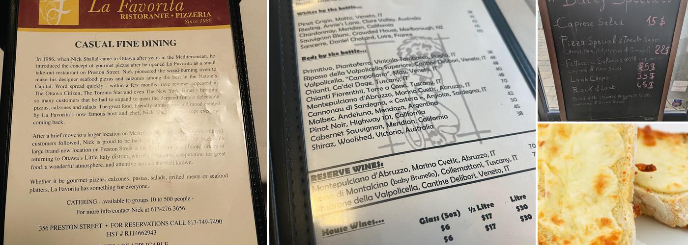 La Favorita Menu