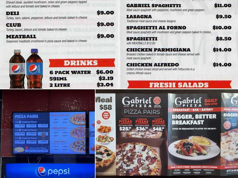 Gabriel Pizza Menu