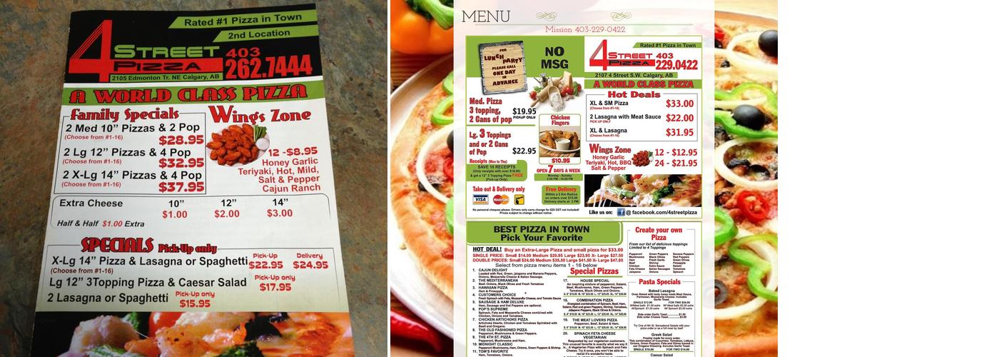 4 St Pizza Ltd Menu