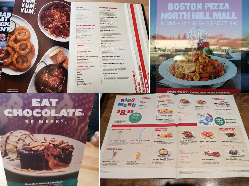Boston Pizza Menu