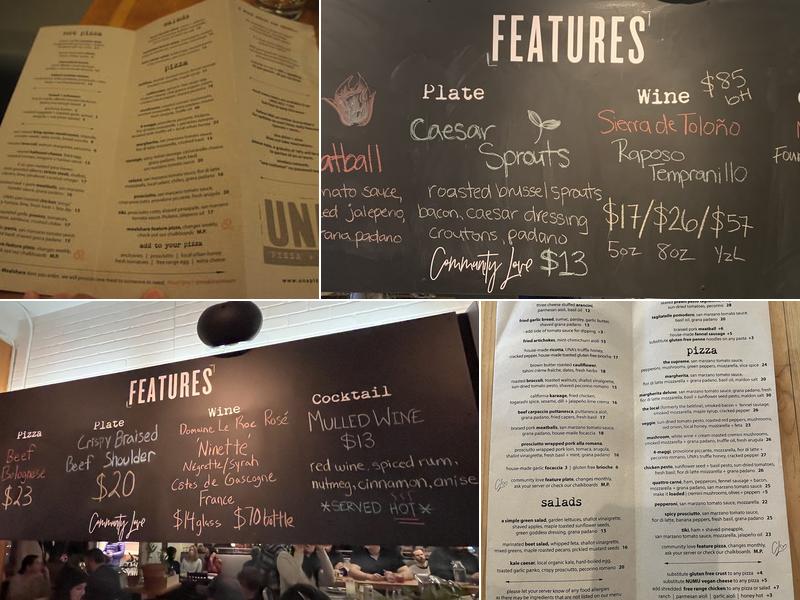 UNA pizza + wine Calgary: 17th Ave Menu