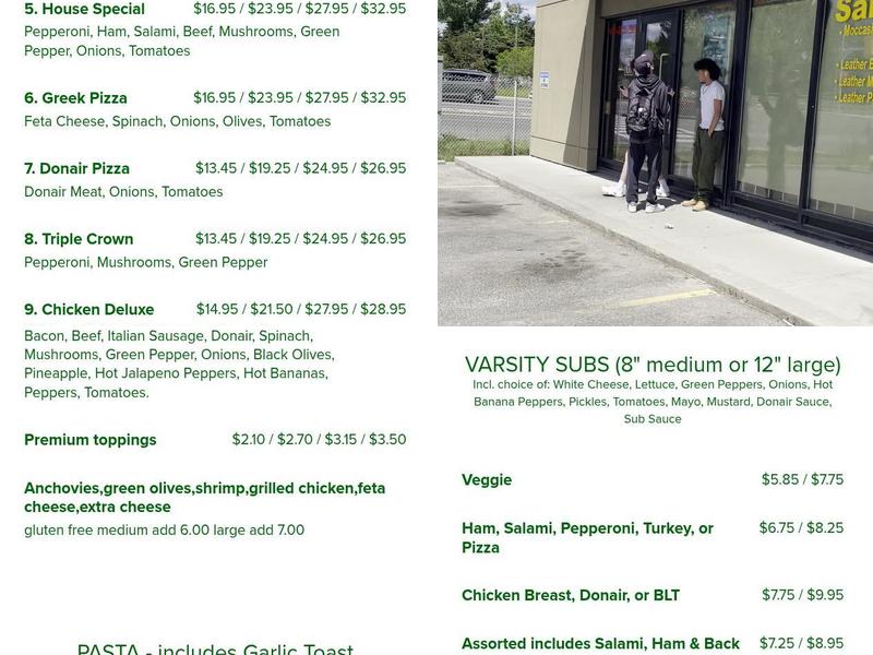Varsity Pizza & Subs Menu