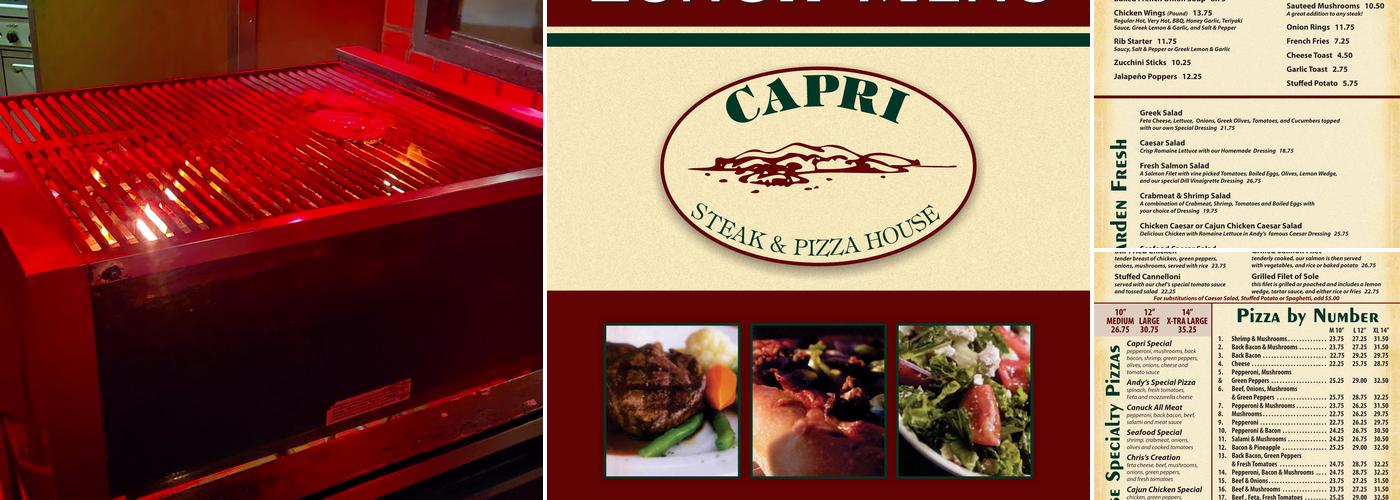 Capri Steak & Pizza House Menu